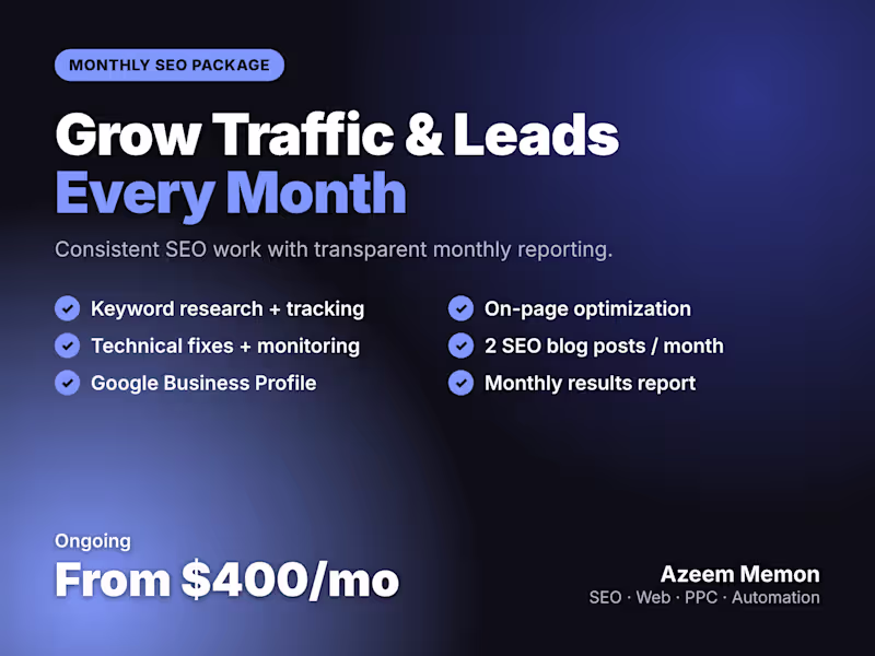 Cover image for Monthly SEO Package