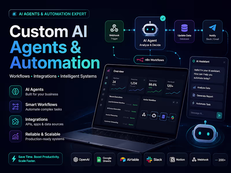 Cover image for I will build a Custom AI Agent or n8n Automation