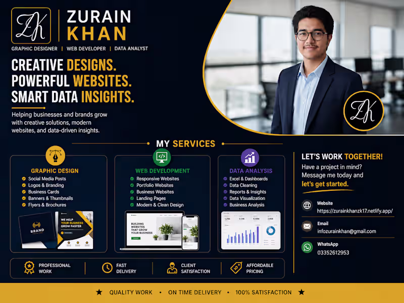 Cover image for Expert Data Analytics, Web Development & Graphic Design Services