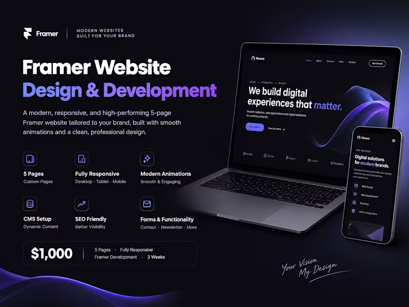 Cover image for Framer Website Design & Development (Up to 5 Pages)