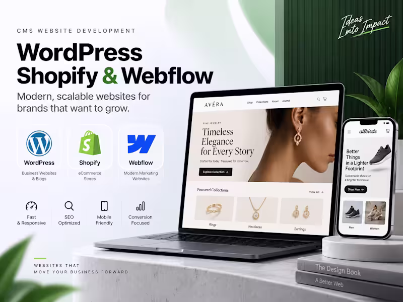 Cover image for CMS Website Development | WordPress, Shopify & Webflow