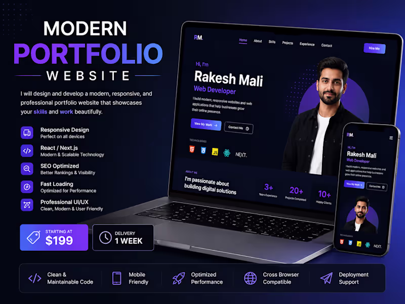 Cover image for I Will Design and Develop a Modern Professional Portfolio Websit