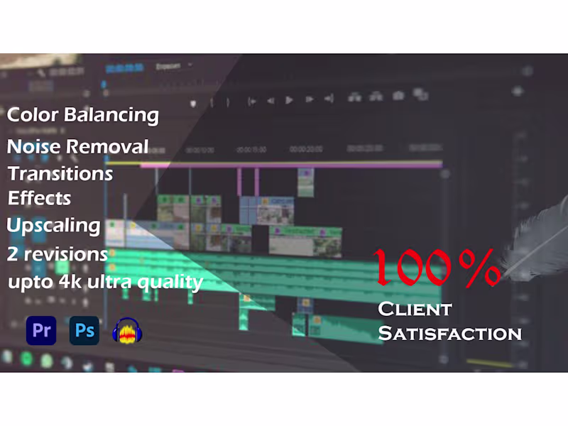 Cover image for Professional High Quality Video Editing 100% client satisfaction