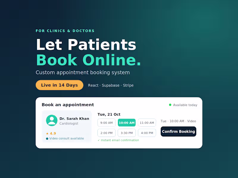 Cover image for Online Appointment Booking System for Clinics and Doctors