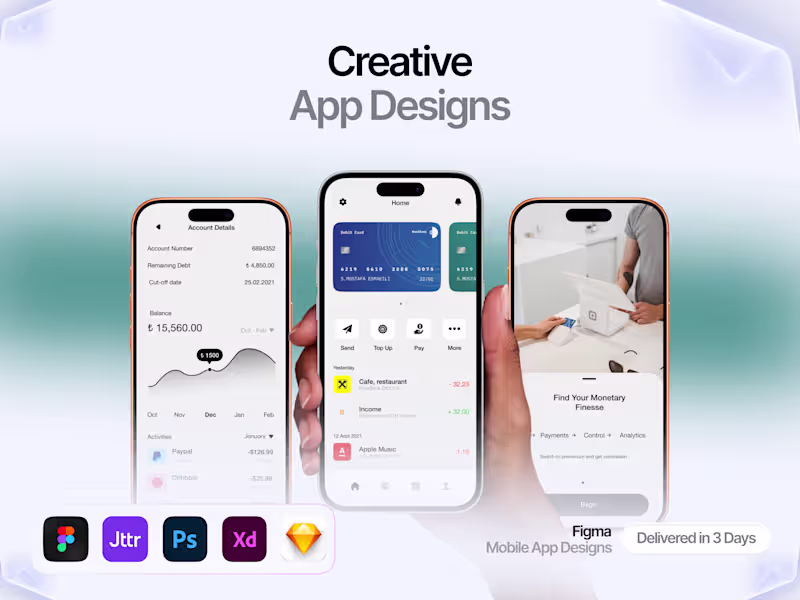 Cover image for Mobile App UI/UX Design in Figma | iOS & Android Apps