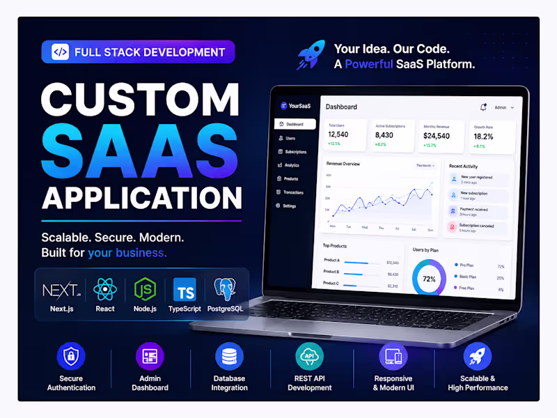 Cover image for I will build a custom SaaS application with Next.js & Node.js