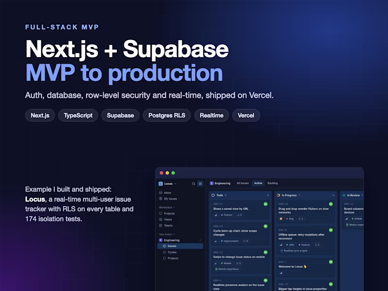 Cover image for Next.js + Supabase MVP: From Prototype to Production