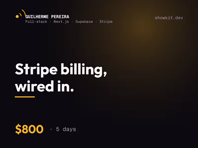 Cover image for Stripe billing wired into your SaaS — in 5 days