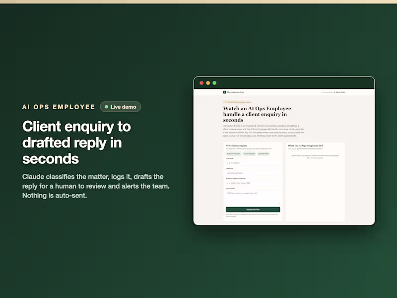 Cover image for AI Ops Employee: Professional Services Intake (Live Demo)