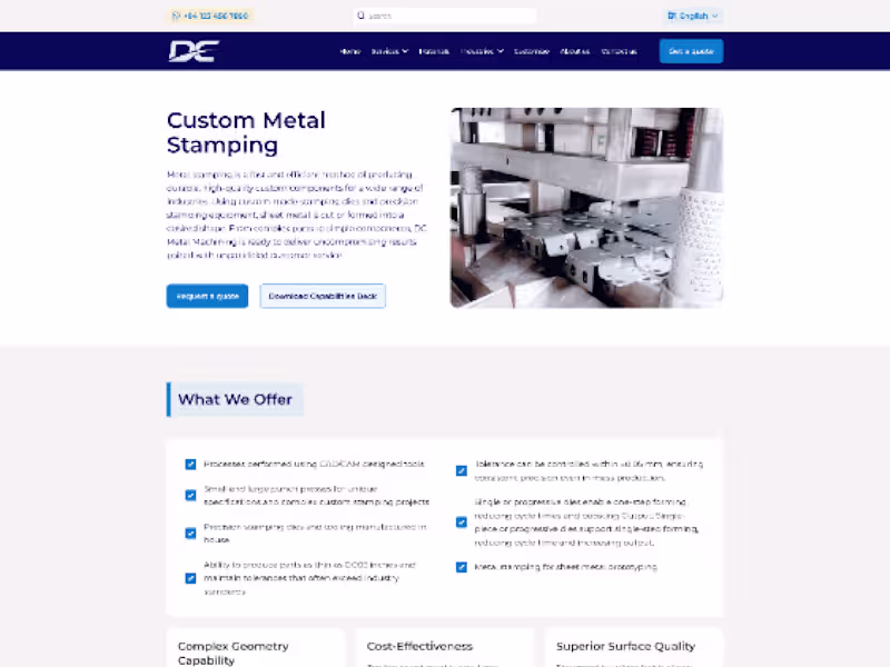 Cover image for Custom Metal Stamping Website Design