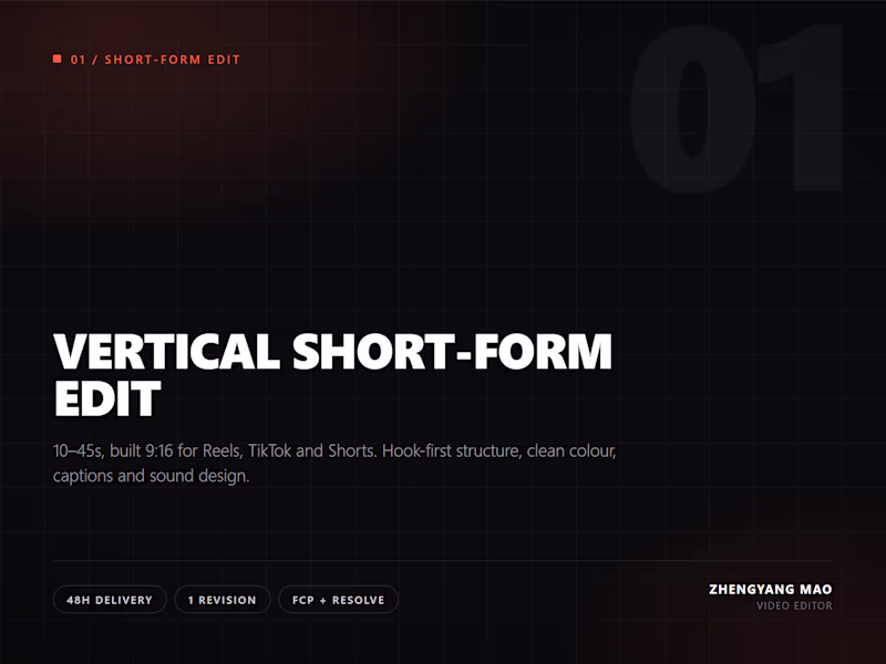 Cover image for Vertical Short-Form Video Edit (10-45s)
