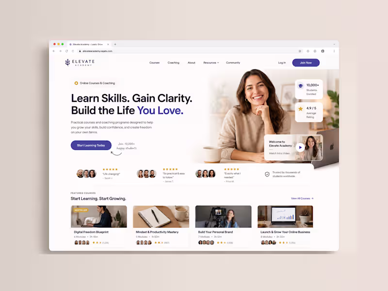Cover image for Kajabi Website — Custom Design + Development for Coaches