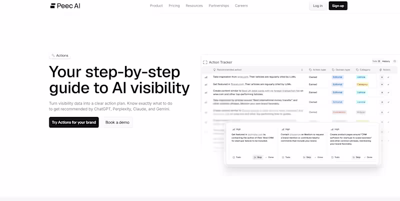 Cover image for Peec.ai's Actions product page, built