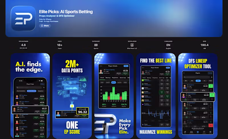 Cover image for Elite Picks — iOS ML Sports Betting Analytics (SwiftUI) Nati...
