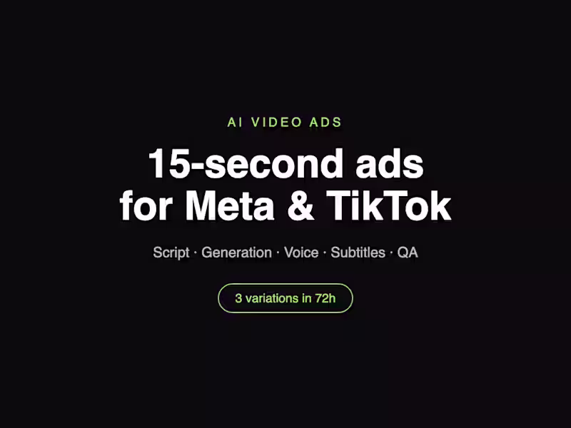 Cover image for AI video ads for your product: 15s, UGC style, Meta and TikTok r