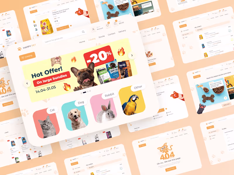 Cover image for HAPPY PET - Zoo Shop of pet products Web-Design