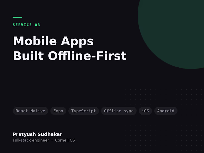 Cover image for Mobile App Development (React Native, Offline-First)