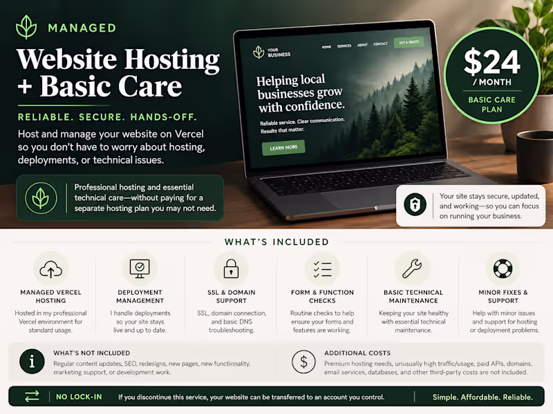 Cover image for Website Hosting + Care
