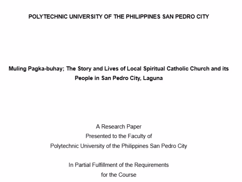 Cover image for Muling Pagka-buhay Church: A Case Study