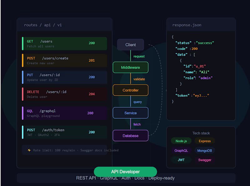 Cover image for Scalable REST API & GraphQL Backend Development