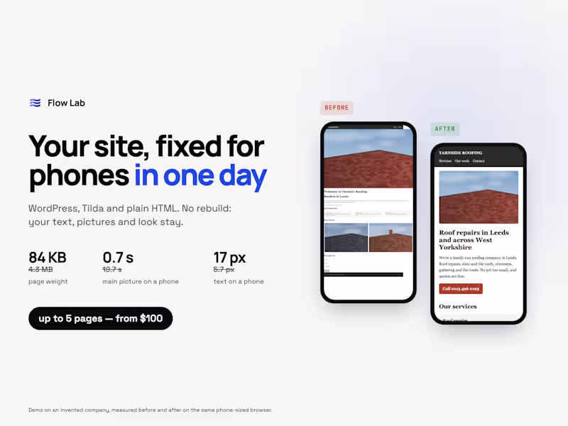 Cover image for Fix Your Website for Phones in One Day (WordPress, Tilda, HTML)