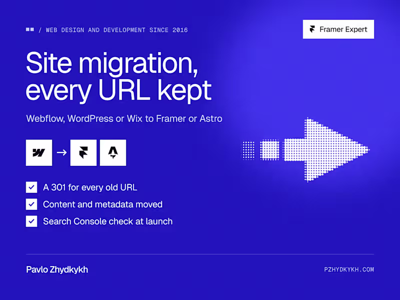 Cover image for Website Migration to Framer or Astro, Every URL Kept