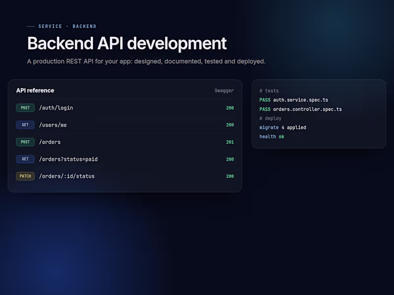 Cover image for  Backend API development with Node.js, NestJS or FastAPI