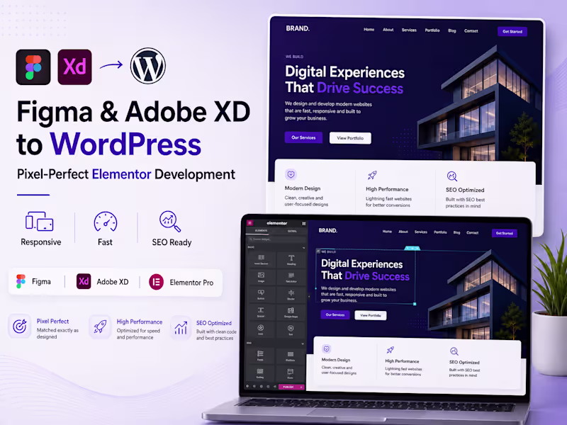 Cover image for 🎨 Figma / Adobe XD to WordPress Elementor Development