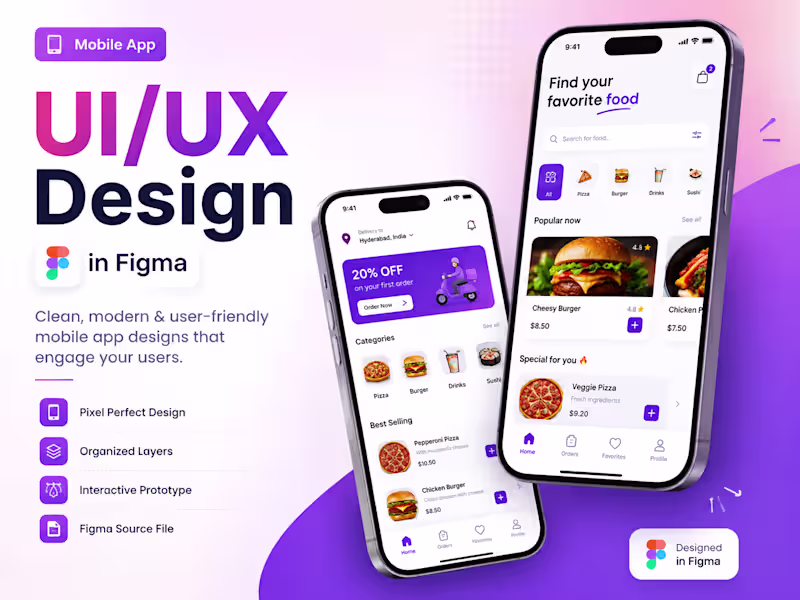 Cover image for Mobile App UI/UX Design in Figma