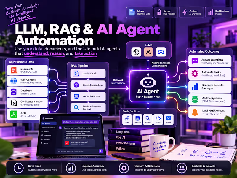 Cover image for LLM, RAG & AI Agent Automation