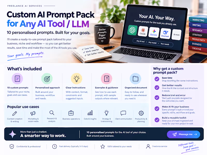 Cover image for Custom AI Prompt Pack for Any AI Tool / LLM
