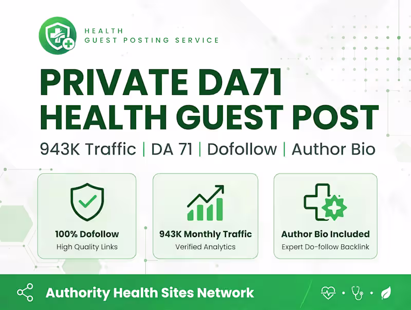 Cover image for DA71 Health Guest Post | 943K Traffic | Dofollow