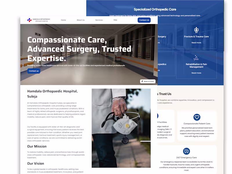 Cover image for Hamdala Orthopaedic Specialist Hospital Web Design