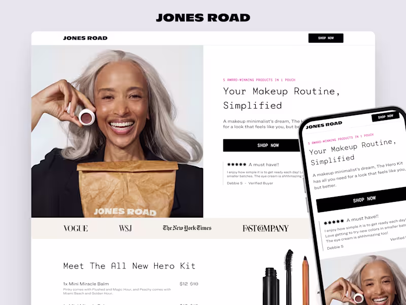 Cover image for Jones Road Beauty Hero Kit Landing Page