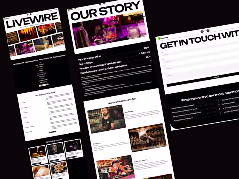 Cover image for A modern and clean website for a lively bar. Clean and easy ...