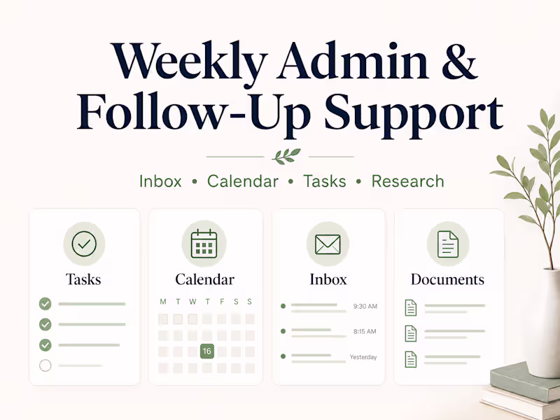 Cover image for Weekly Admin & Follow-Up Support