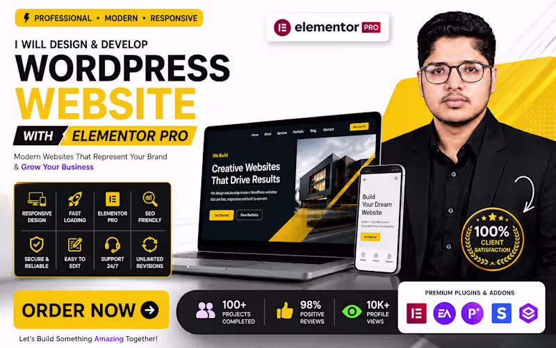 Cover image for I will design and develop WordPress website with Elementor