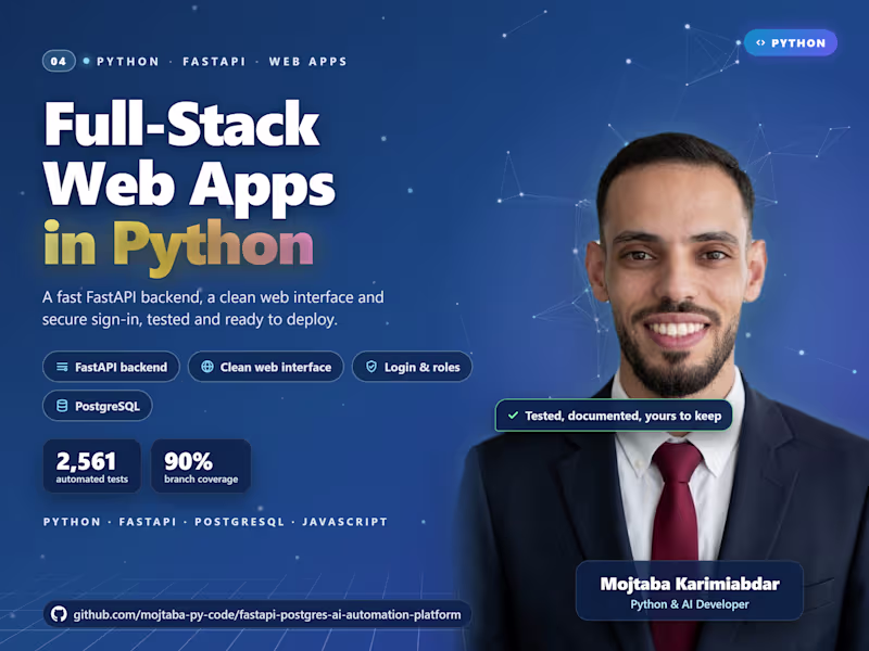 Cover image for Full-Stack Web App in Python (FastAPI)