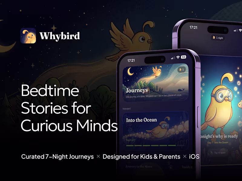 Cover image for Whybird — Bedtime Stories iOS App