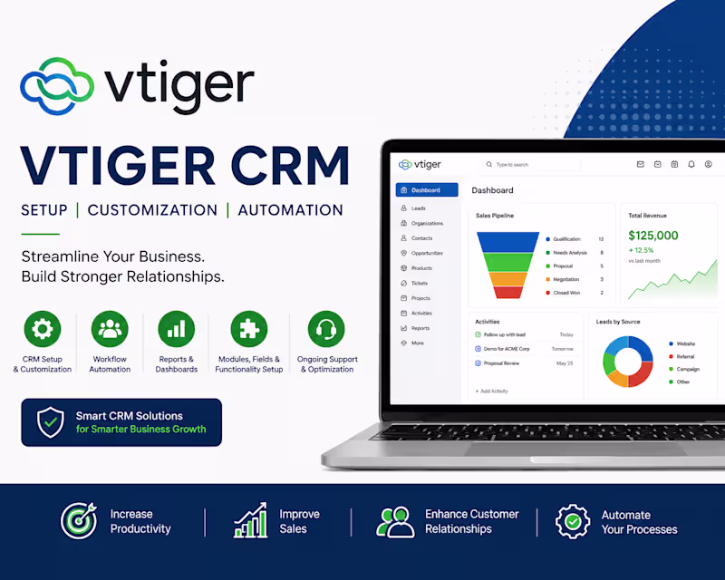 Cover image for I Will Setup Customize and Automate VTiger CRM for Your Business