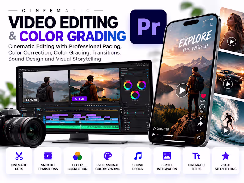 Cover image for Cinematic Video Editing & Professional Color Grading
