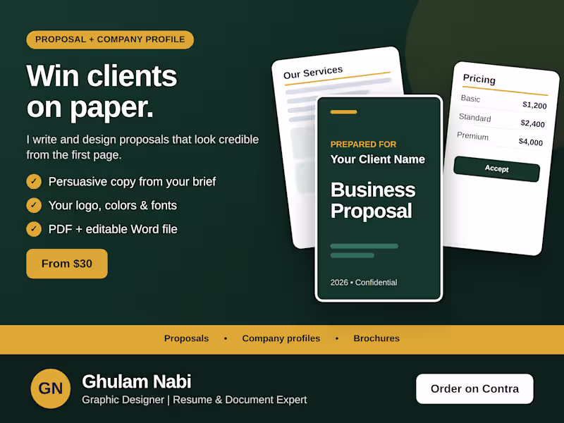 Cover image for I will write and design a business proposal PDF