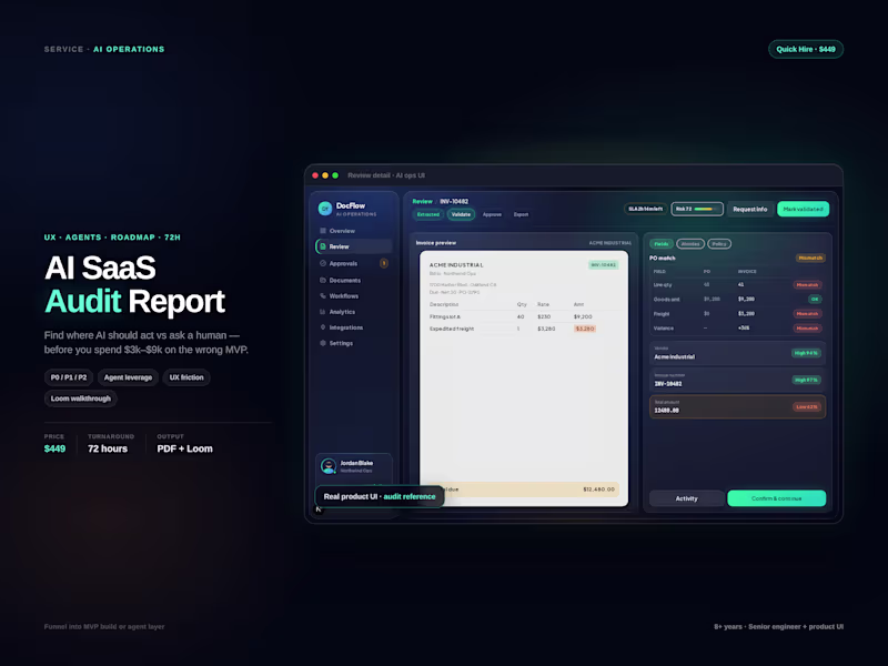 Cover image for AI Ops product audit — UX, agents & roadmap (72h)
