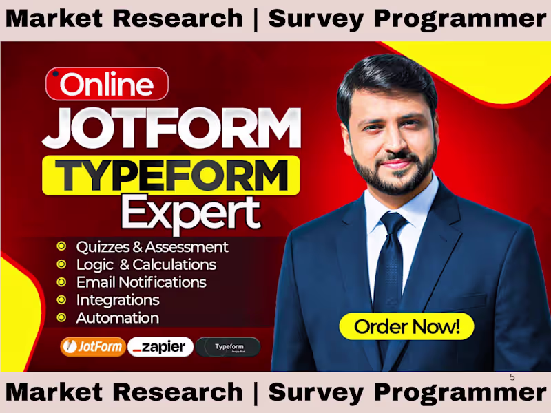 Cover image for I will design quiz, survey, using jotform, typeform and outgrow