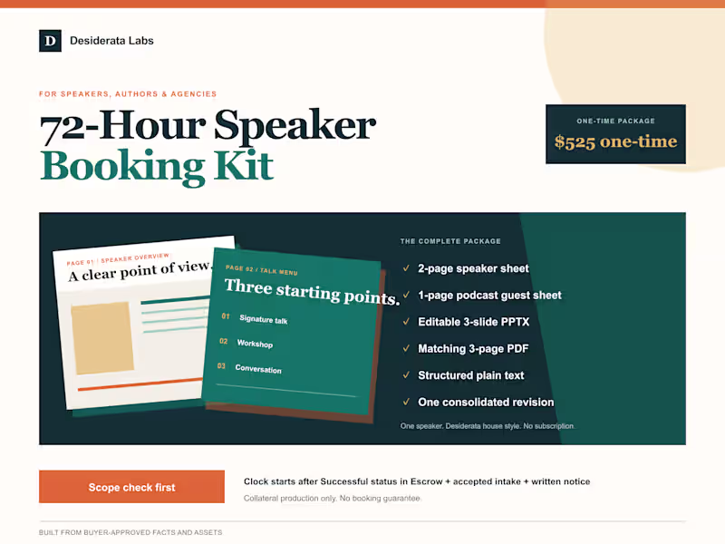 Cover image for 72-Hour Speaker Booking Kit