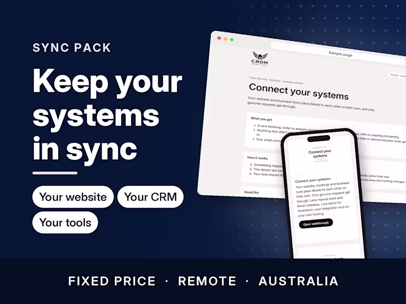 Cover image for API & webhook integration pack (fixed scope)