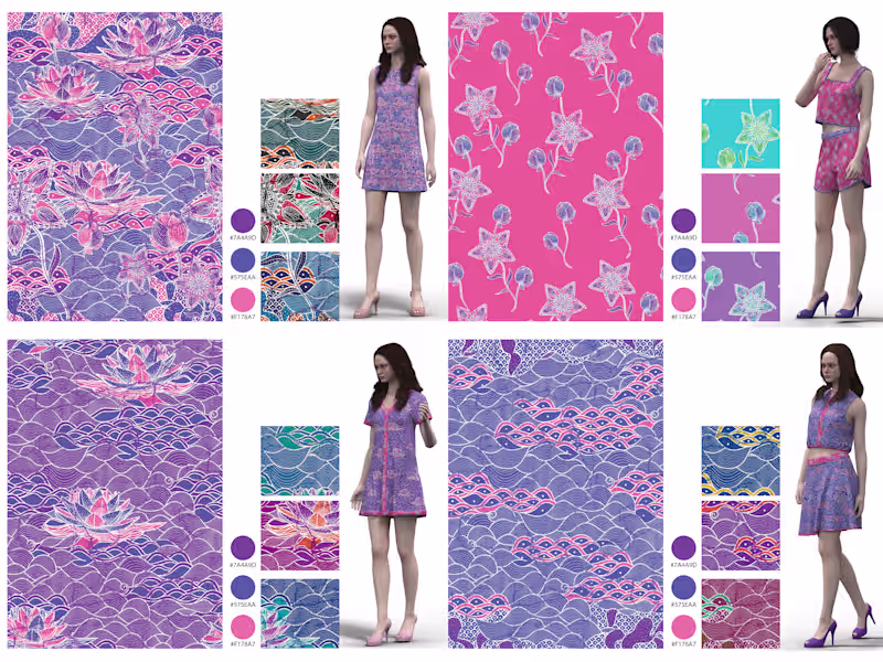Cover image for Cohesive 4 Piece Seamless Pattern Design Collection for Brands