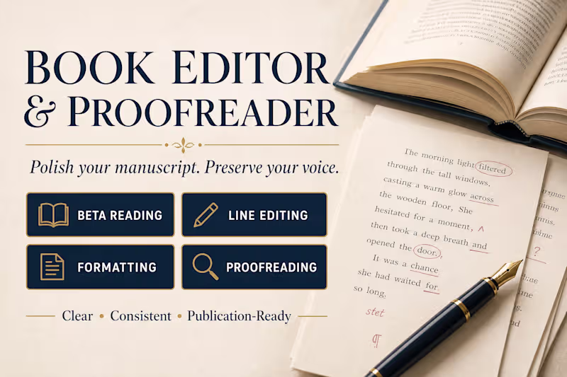 Cover image for I Will Turn Your Manuscript into a Polished, Professional Book