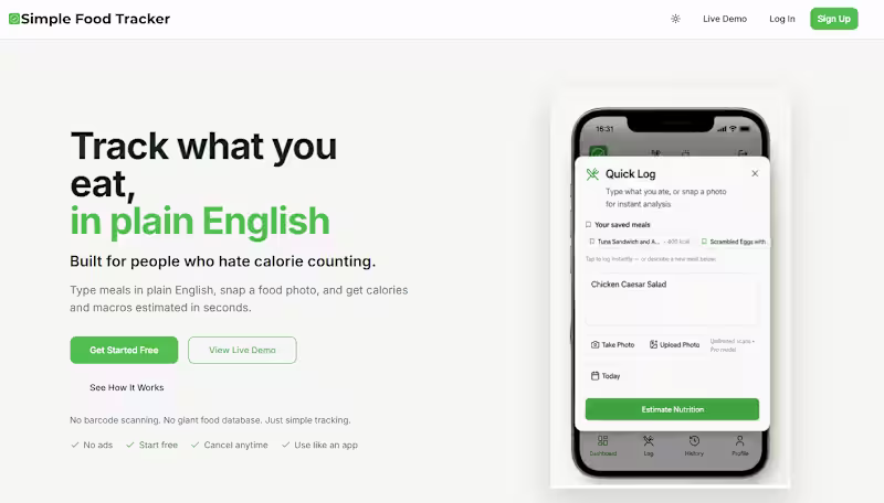 Cover image for Simple Food Tracker is a