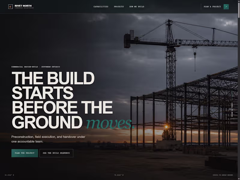 Cover image for Rivet North: Commercial Design-Build Website Concept